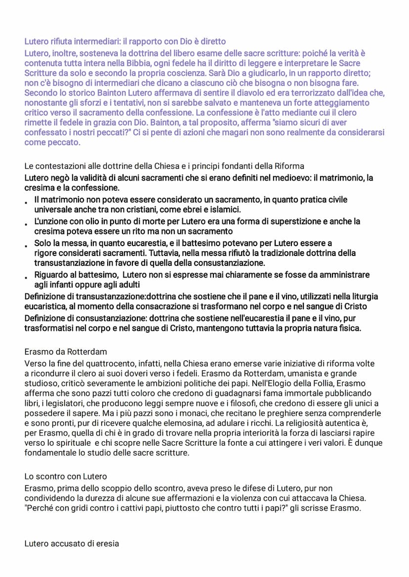 La riforma protestante
Definizione di riforma: dal verbo latino reformare, si intende modificare la forma di uno stato di
cose. Per forma no