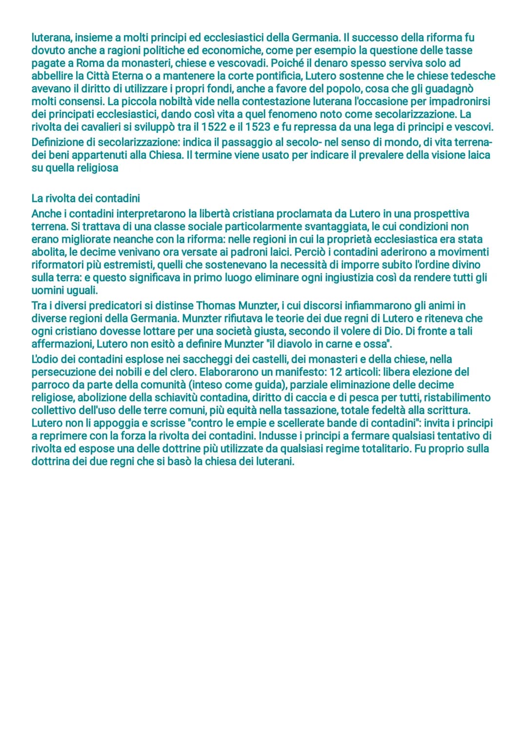 La riforma protestante
Definizione di riforma: dal verbo latino reformare, si intende modificare la forma di uno stato di
cose. Per forma no