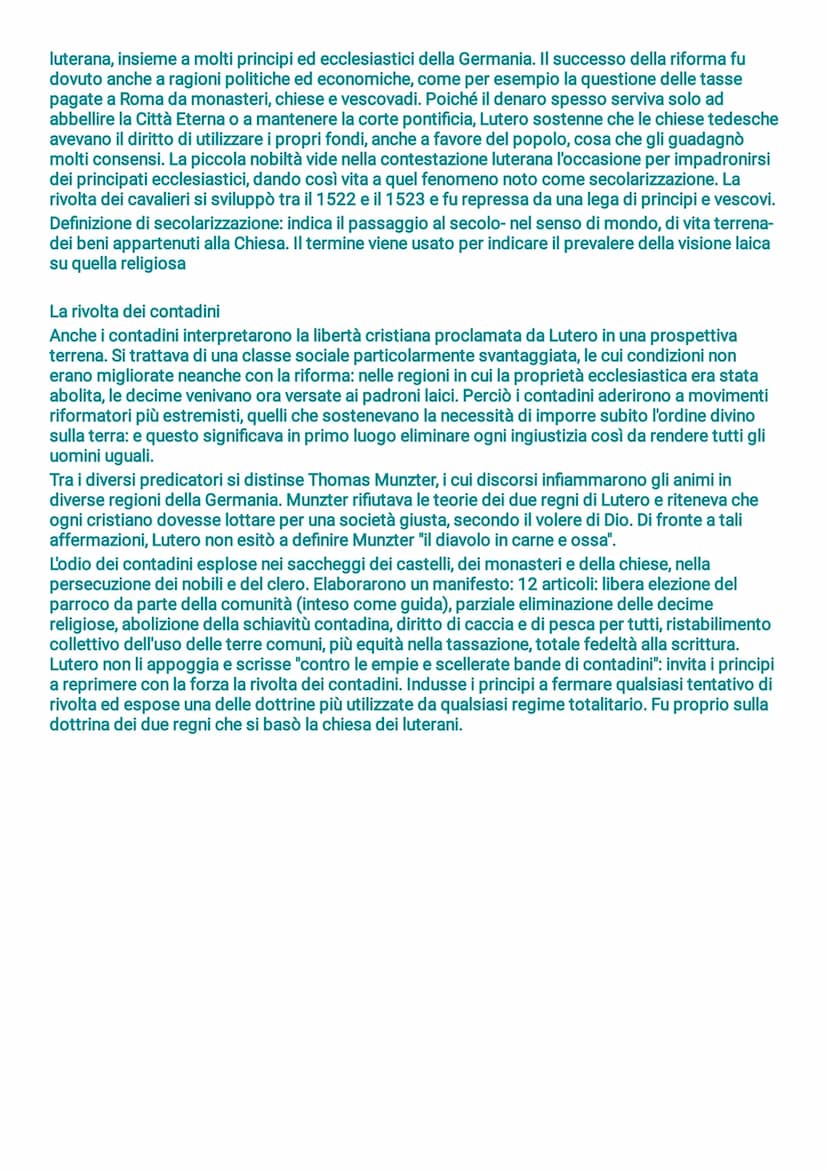 La riforma protestante
Definizione di riforma: dal verbo latino reformare, si intende modificare la forma di uno stato di
cose. Per forma no