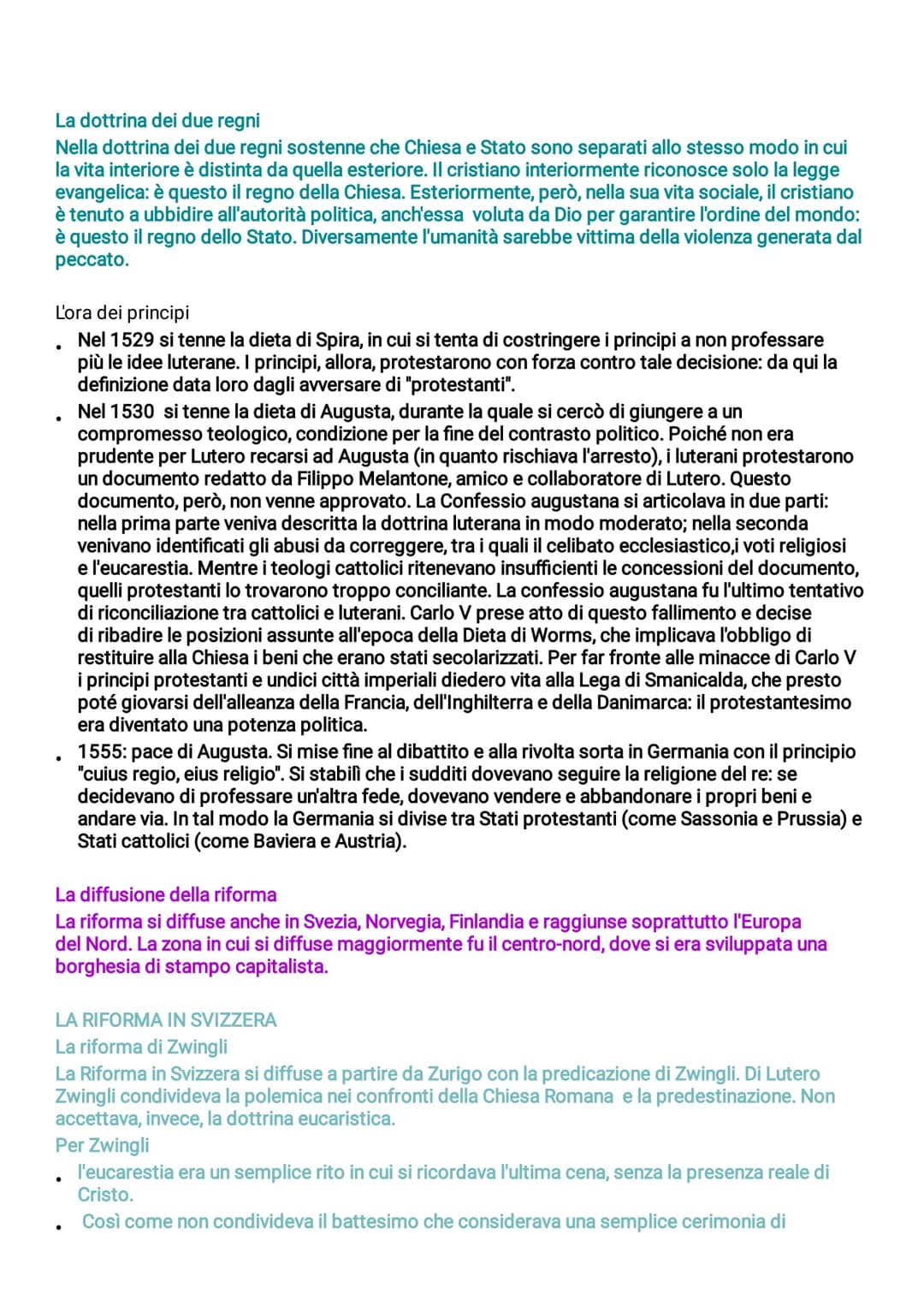La riforma protestante
Definizione di riforma: dal verbo latino reformare, si intende modificare la forma di uno stato di
cose. Per forma no