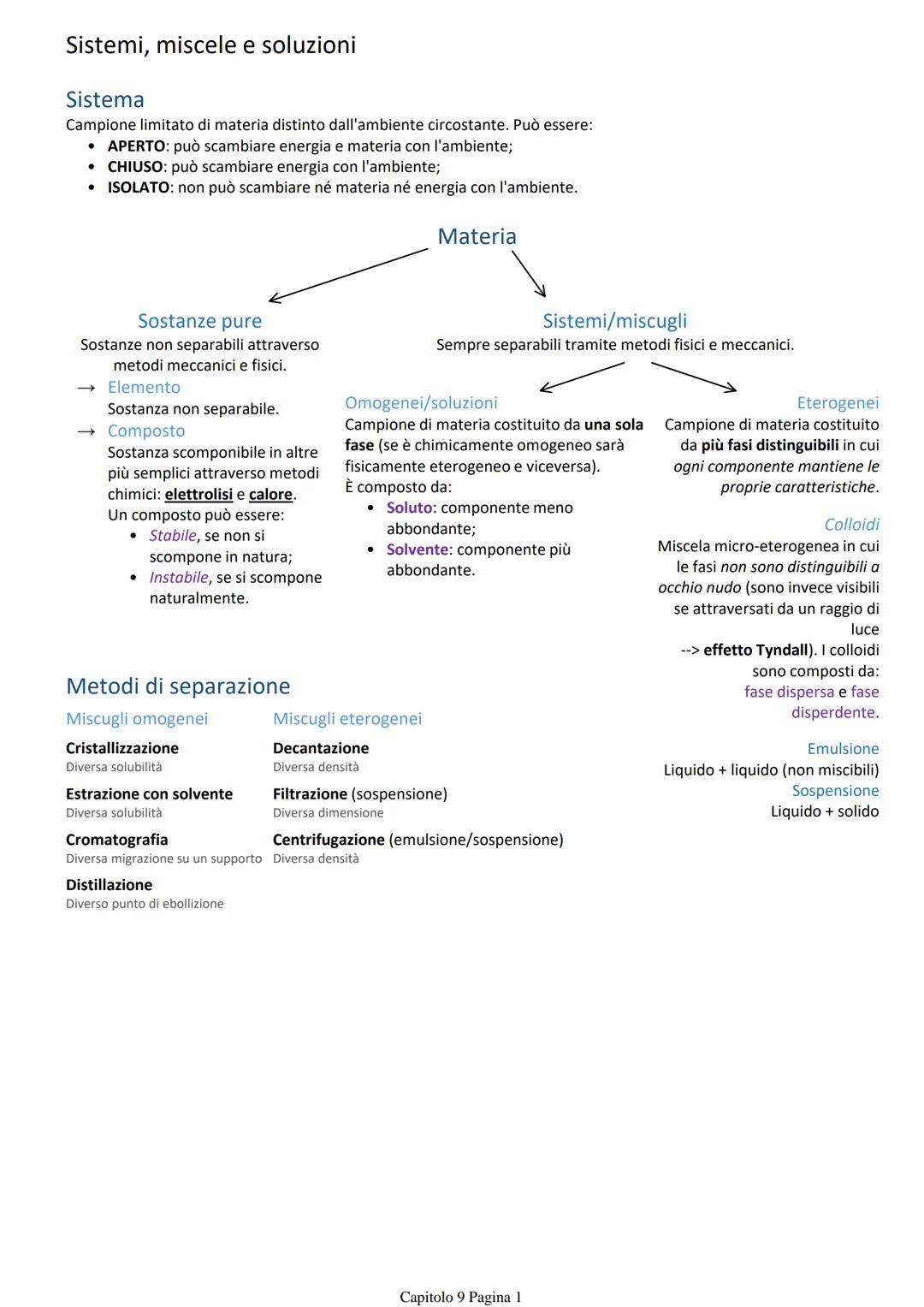 Sistemi, miscele e soluzioni