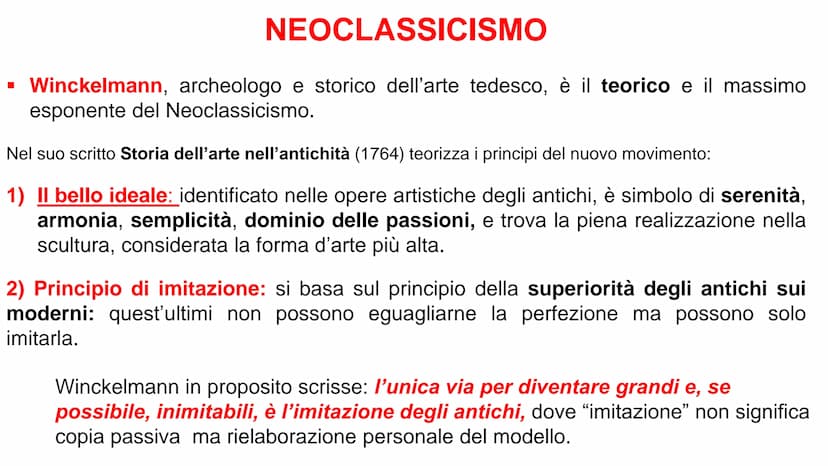 NEOCLASSICISMO NEOCLASSICISMO
▪ Movimento artistico che si sviluppa tra la seconda metà del '700 e l'inizio dell' '800
in reazione al Barocc