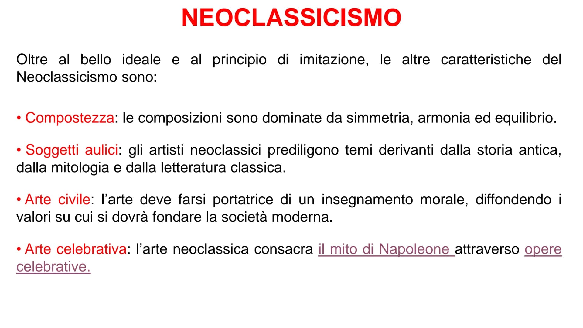 NEOCLASSICISMO NEOCLASSICISMO
▪ Movimento artistico che si sviluppa tra la seconda metà del '700 e l'inizio dell' '800
in reazione al Barocc