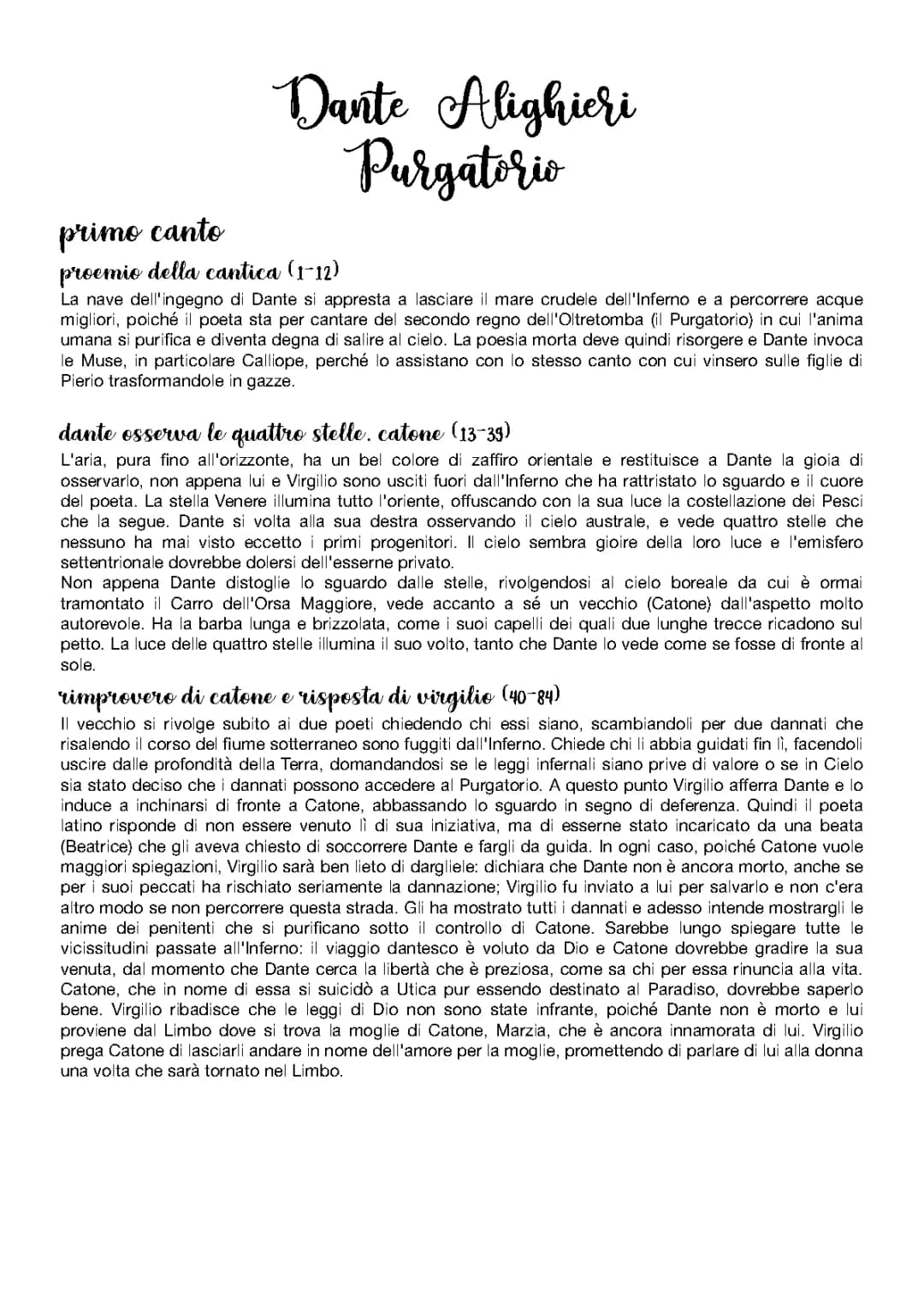 Canti I, II, XVI, XXVIII e XXX canto del Purgatorio - Divina Commedia (Dante Alighieri)
