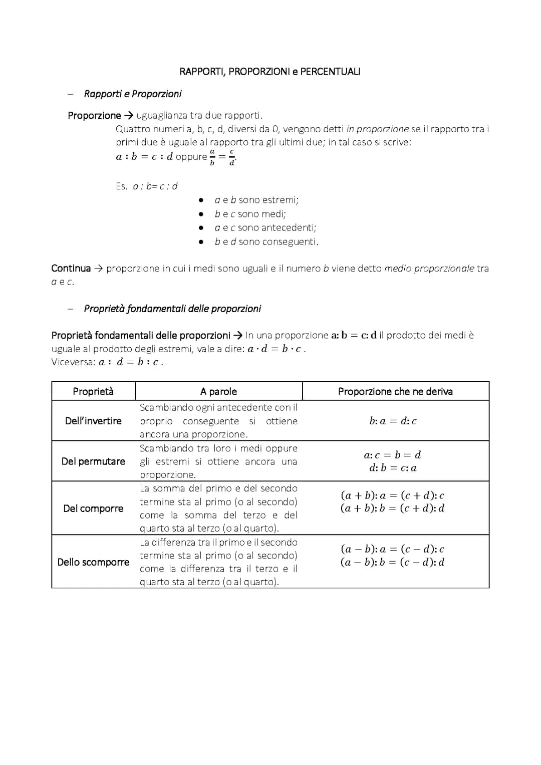 PERCENTUALI