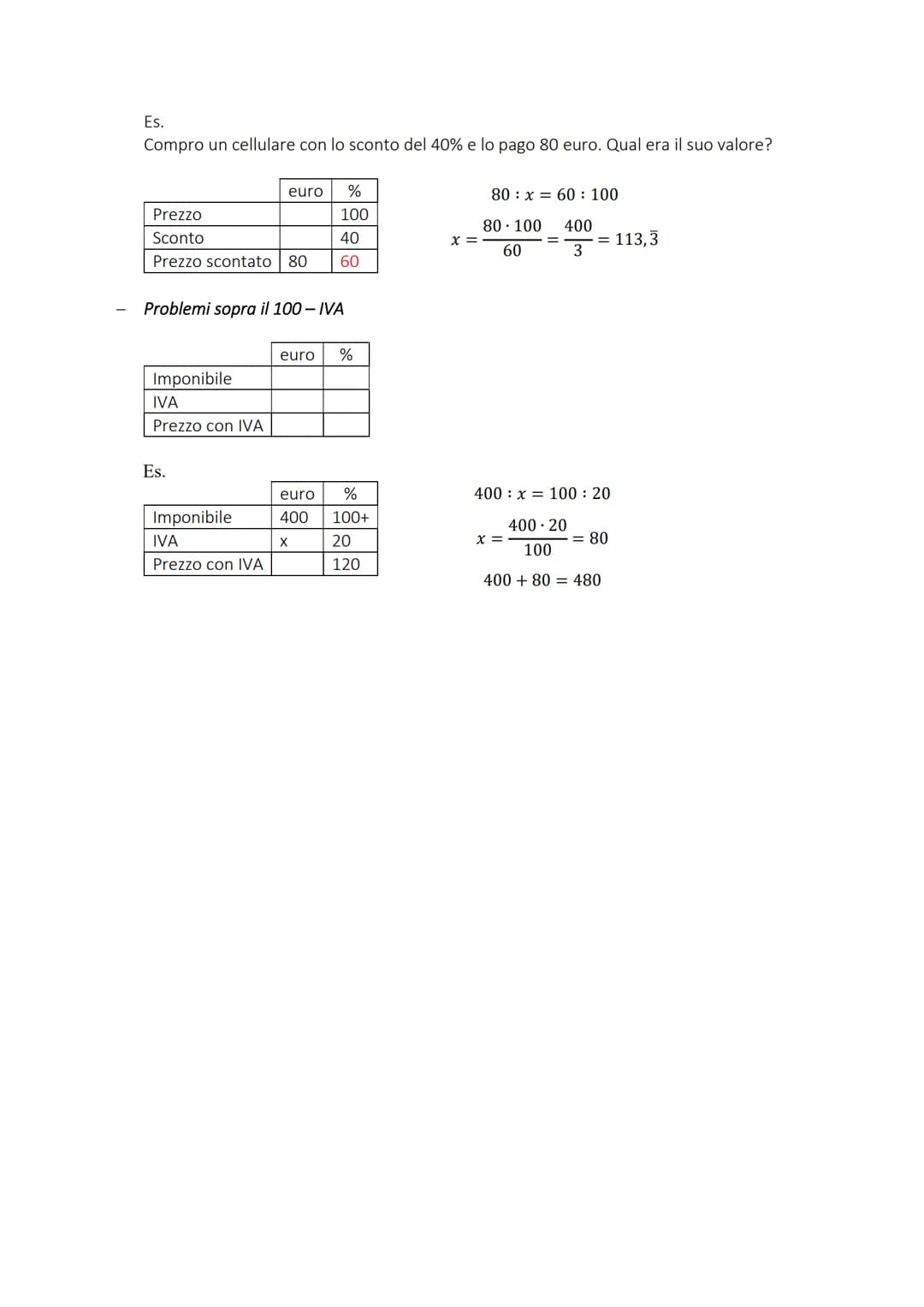 Rapporti e Proporzioni
Proporzione → uguaglianza tra due rapporti.
Quattro numeri a, b, c, d, diversi da O, vengono detti in proporzione se 