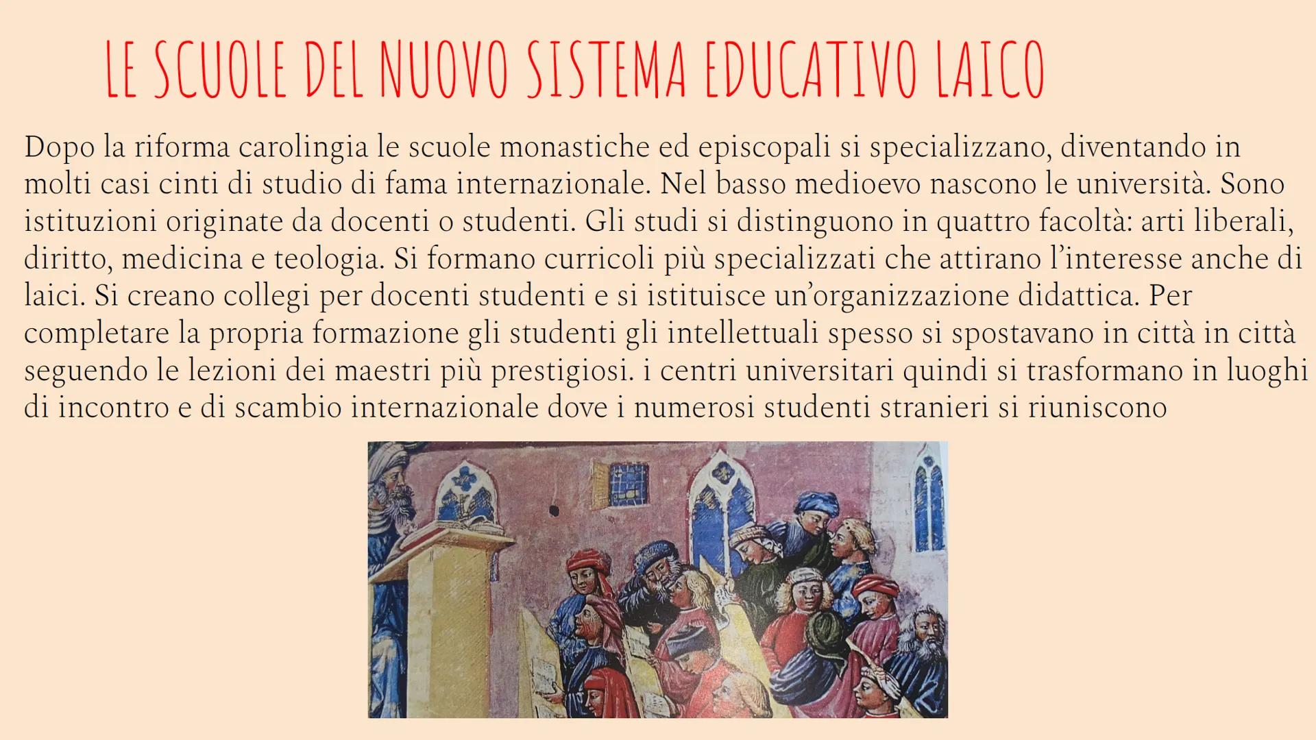 L'EDUCAZIONE
NEL BASSO MEDIOEVO
DAL X-XV SECOLO LO SCENARIO DOPO L'ANNO MILLE
A partire dall'anno mille, l'Europa attraversa una fase di
rin