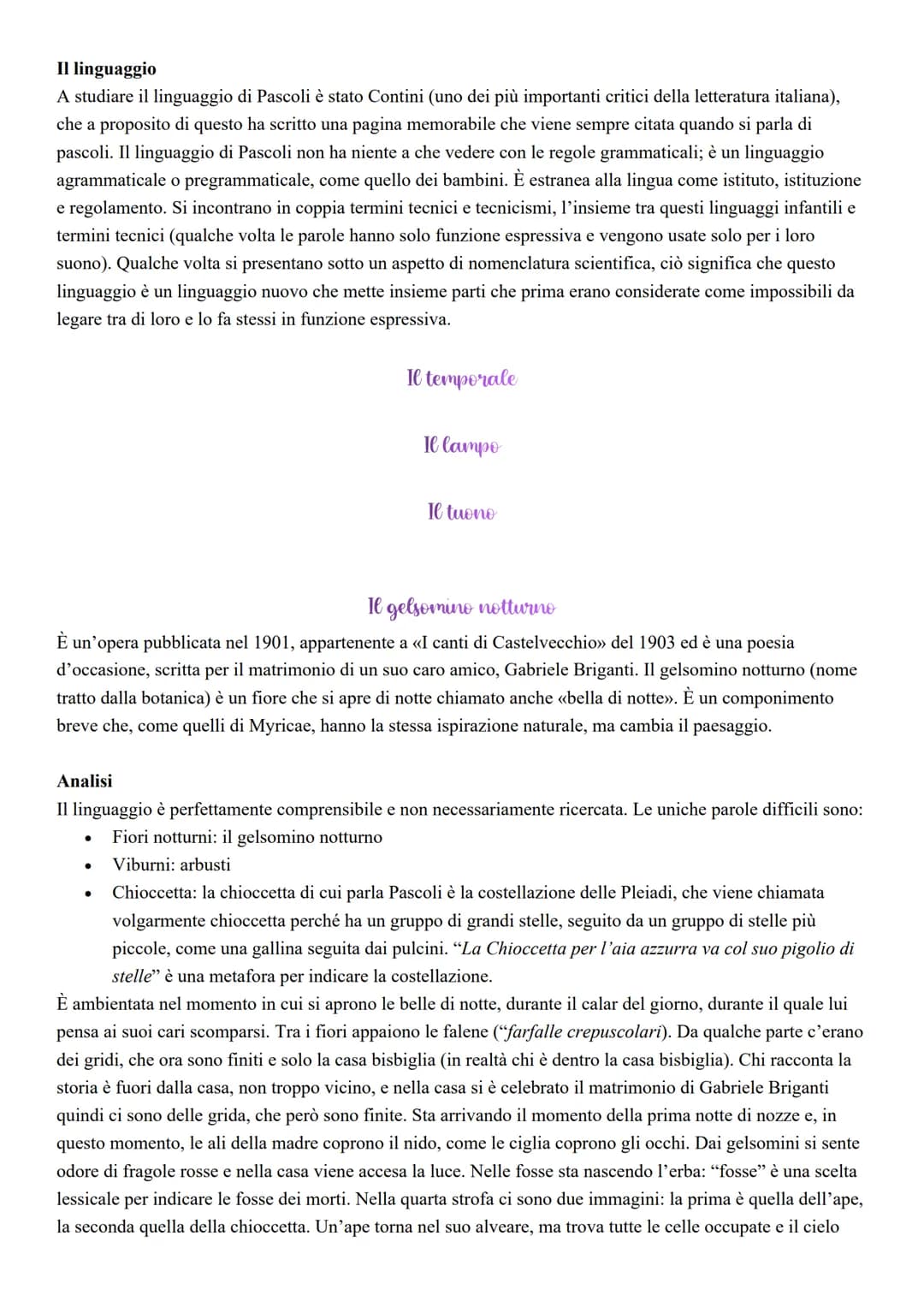 Il linguaggio
A studiare il linguaggio di Pascoli è stato Contini (uno dei più importanti critici della letteratura italiana),
che a proposi