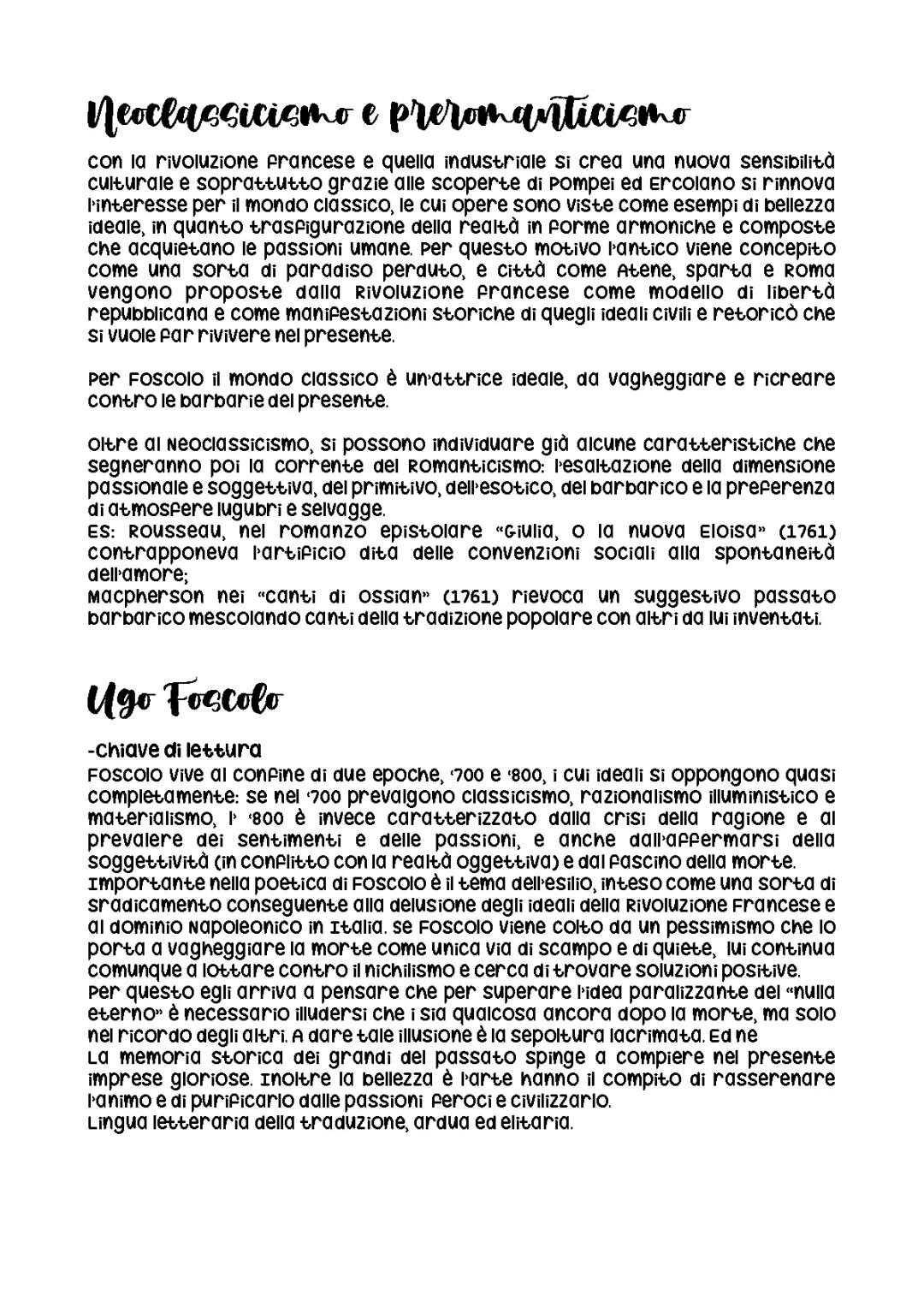 Ugo Foscolo: Vita, Opere e I Sepolcri - Riassunto Facile PDF