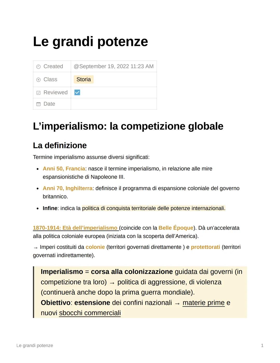 # Le grandi potenze

*   Created   @September 19, 2022 11:23 AM
*   Class   Storia
*   Reviewed  ☑️
*   Date

# L'imperialismo: la competizi