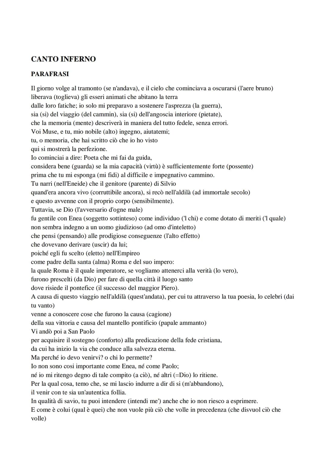 CANTO INFERNO
PARAFRASI
Il giorno volge al tramonto (se n'andava), e il cielo che cominciava a oscurarsi (l'aere bruno)
liberava (toglieva) 