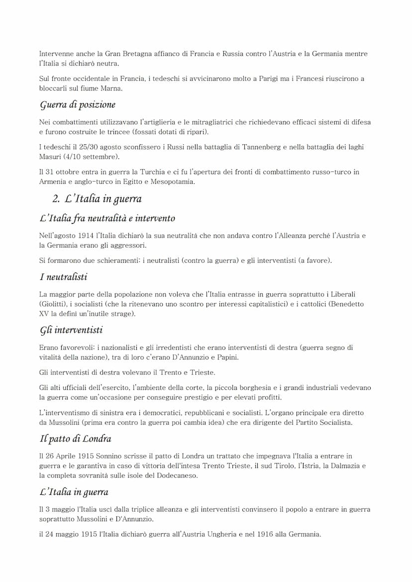 Unità 3
La Prima Guerra Mondiale
1. Le cause e l'inizio della guerra
Le Cause Politiche
Le cause della Prima guerra mondiale (1914-1918) fur