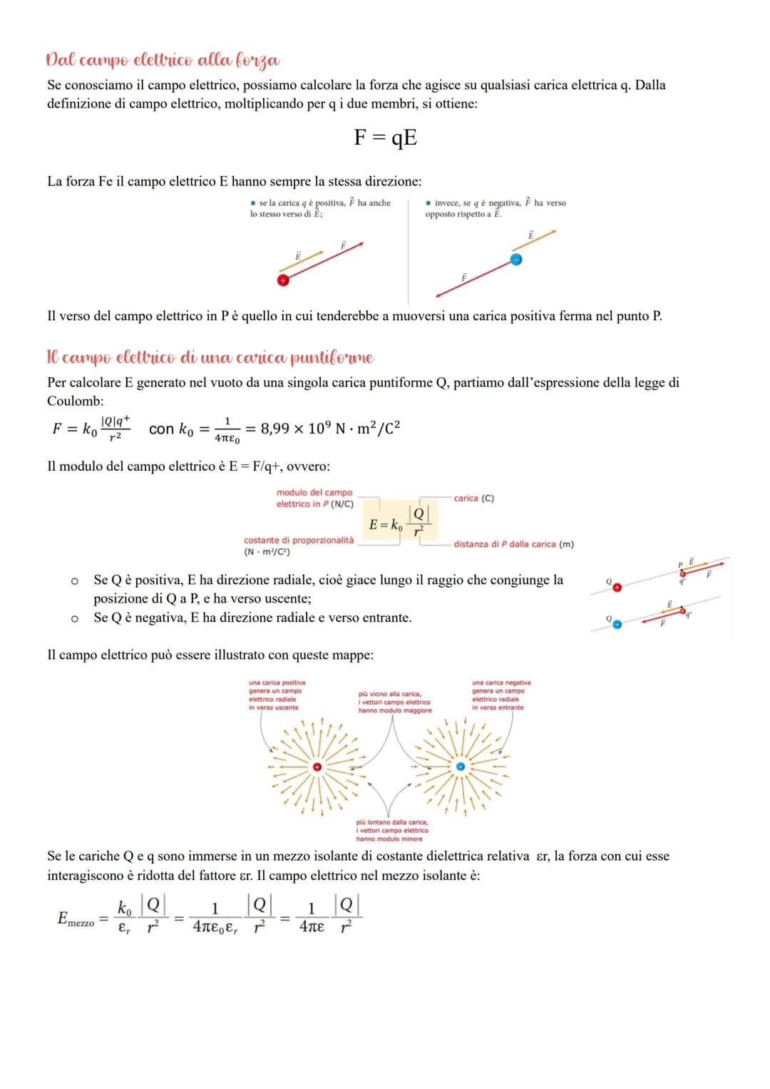 La forza elettrica, come quella di gravità, agisce a distanza.
Tale modello poneva due problemi principali:
Campo elettrico
O Non era chiaro