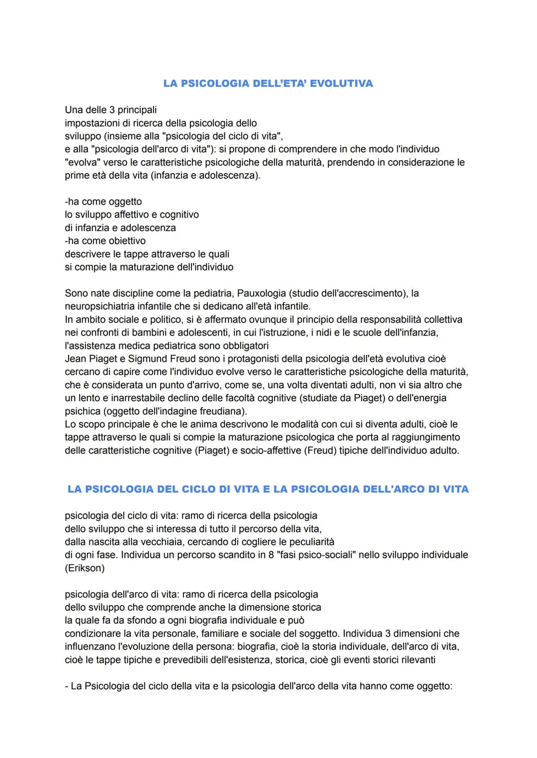 LE DIVERSE AREE DI RICERCA
Per lo psicologo il concetto di "comportamento" è legato, oltre che al suo orientamento
teorico, anche alla sua c