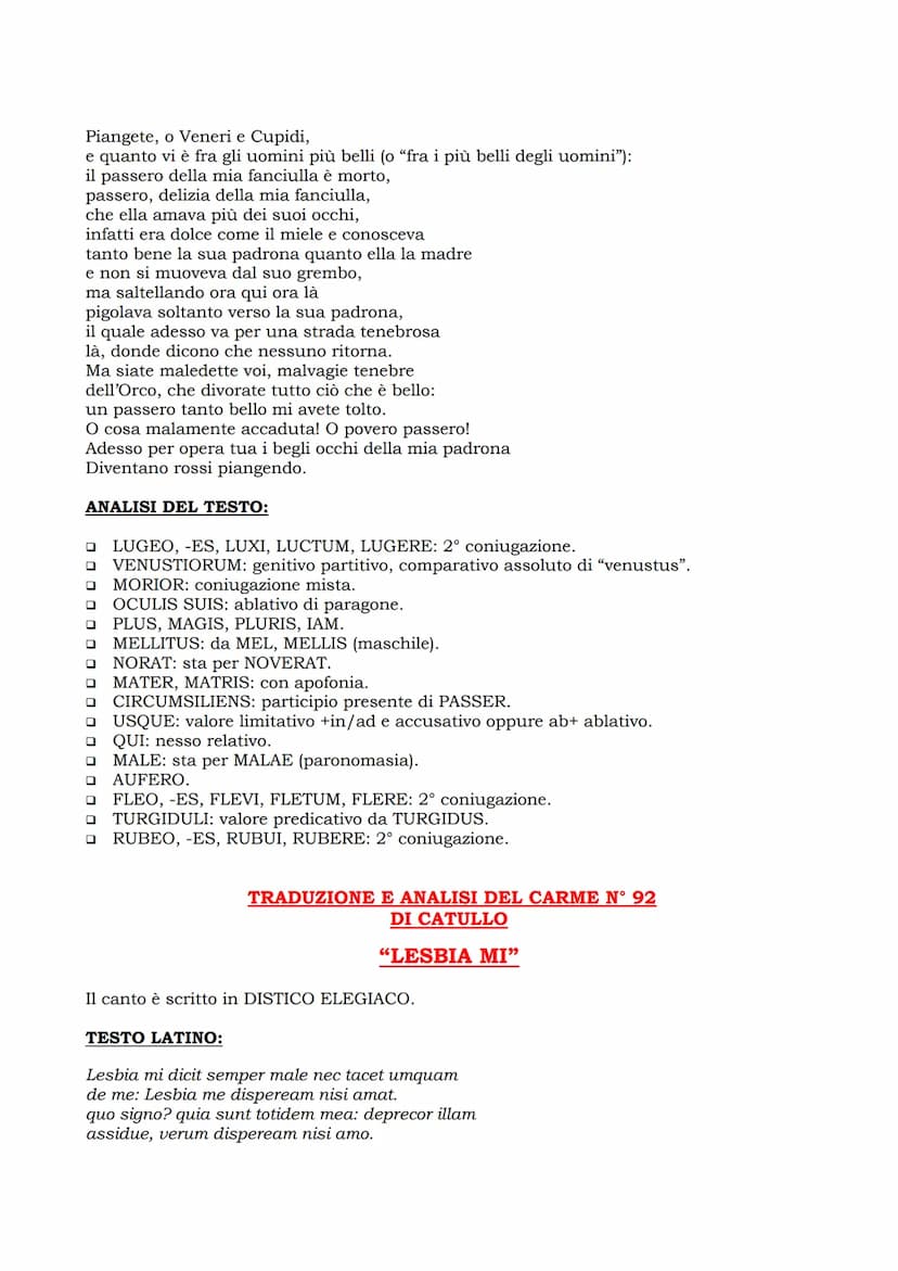 In questo canto Catullo si rivolge al passero con cui la sua amata suole scherzare e
giocare. Potesse anch'egli distrarsi e dimenticare il s