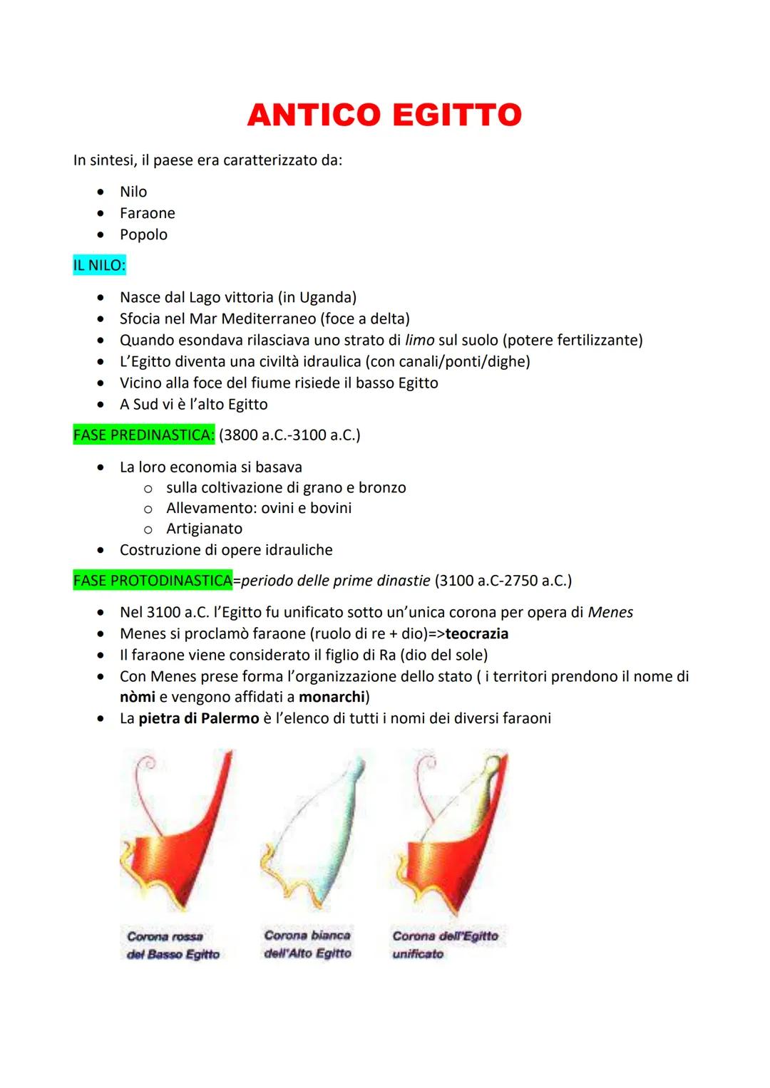 In sintesi, il paese era caratterizzato da:
Nilo
● Faraone
• Popolo
●
IL NILO:
●
●
Quando esondava rilasciava uno strato di limo sul suolo (