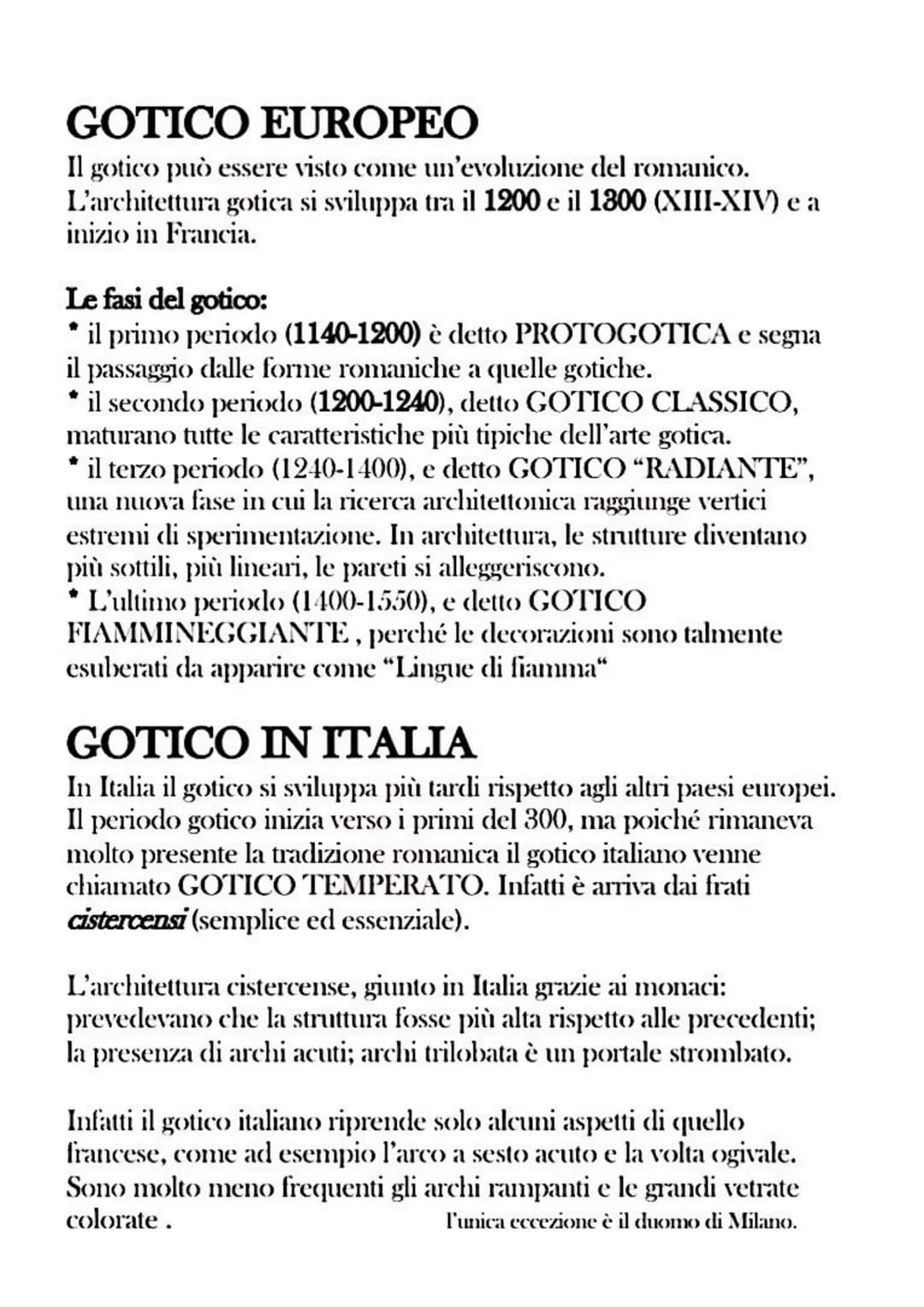 IL GOTICO
TRA ROMANICO E GOTICO
ROMANICO
1. Chiese: senso di massa e
penombra
-utilizzo dell'arco a tutto sesto
2. Finestre: ambienti molto 