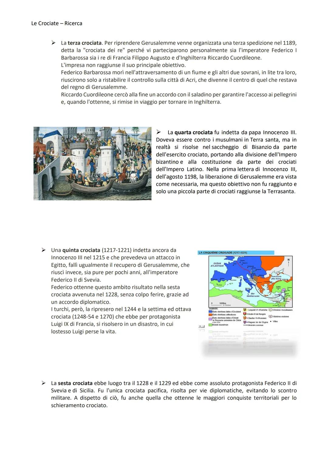 Le Crociate - Ricerca
LE CROCIATE
Le Crociate, o guerre sante, furono guerre di religione indette dalla nobiltà feudale e dalle repubbliche 
