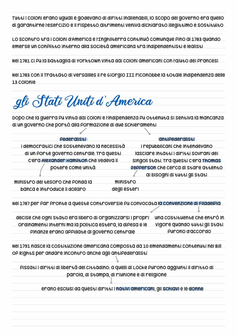 Larivoluzione americana
con la rivoluzione americana le colonie americane dell'Inghilterra divennero uno stato: gli
Stati Uniti d'America
co