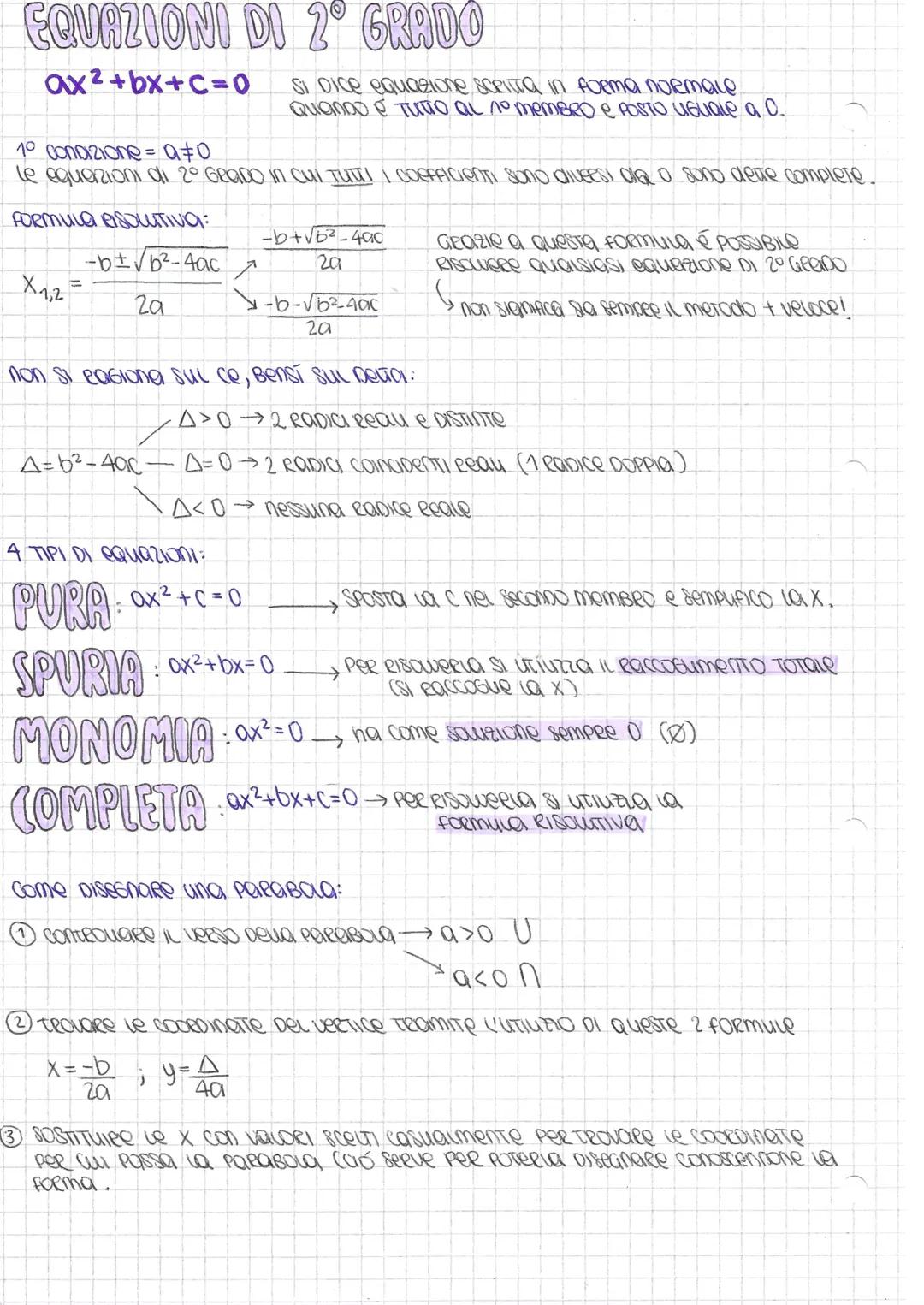 EQUAZIONI DI 2° GRADO
ax²+bx+c=0
10 condizione = 9+0
le equazioni di 2° GRADO in cui TUTTI I COEFFICIENTti sono diversi dia o sono detie com