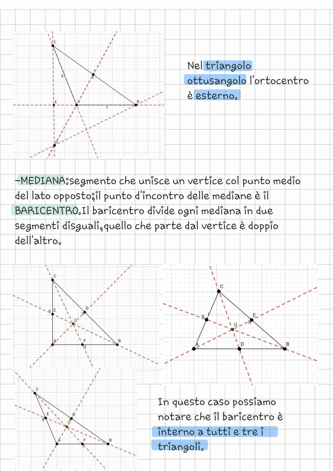 Punti notevoli di un triangolo
I puni notevoli di un triangolo sono:
-ALTEZZA:segmento di perpendicolare che parte da un
vertice del triango