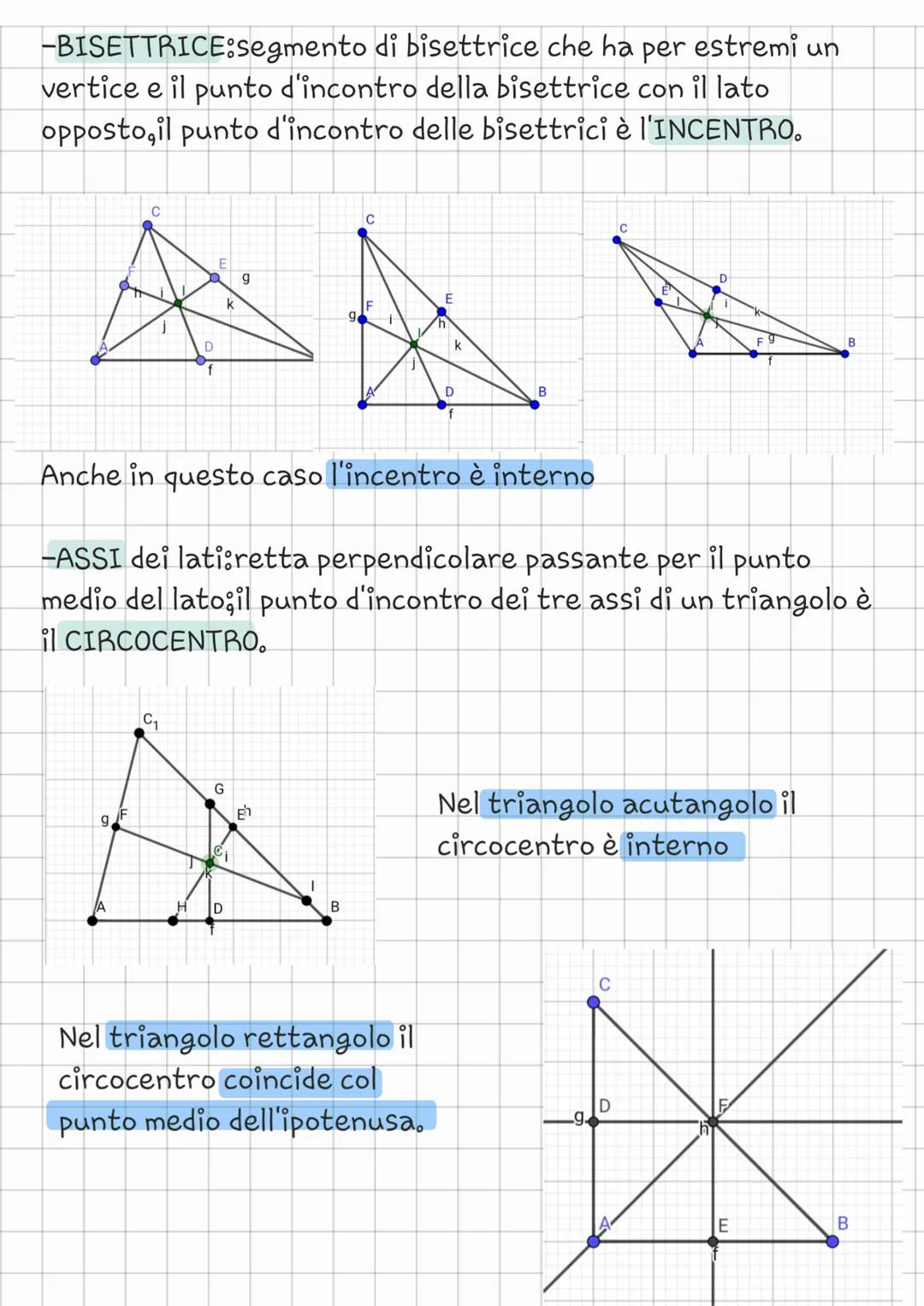 Punti notevoli di un triangolo
I puni notevoli di un triangolo sono:
-ALTEZZA:segmento di perpendicolare che parte da un
vertice del triango