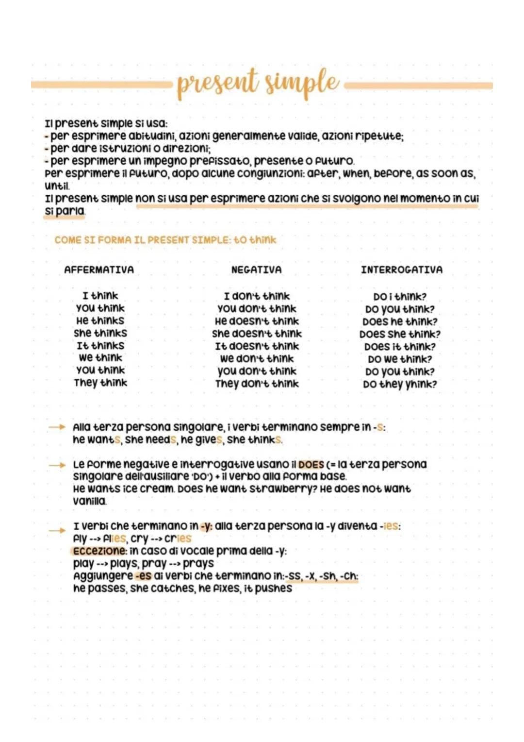 Il present simple si usa:
- per esprimere abitudini, azioni generalmente valide, azioni ripetute;
- per dare istruzioni o direzioni;
- per e