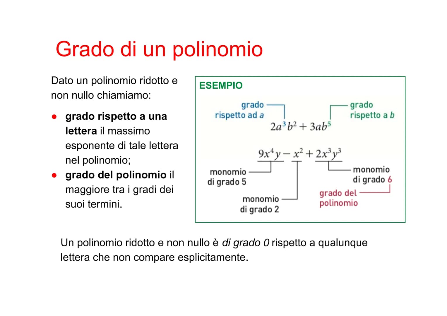 Polinomi Definizione di polinomio
Un polinomio è una somma
algebrica di monomi.
ESEMPIO
2
3
4x³+
ax³ è un polinomio.
a²
2a+3a-1 e non sono p