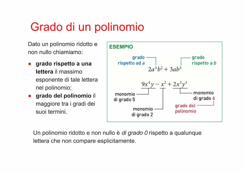 Polinomi Definizione di polinomio
Un polinomio è una somma
algebrica di monomi.
ESEMPIO
2
3
4x³+
ax³ è un polinomio.
a²
2a+3a-1 e non sono p