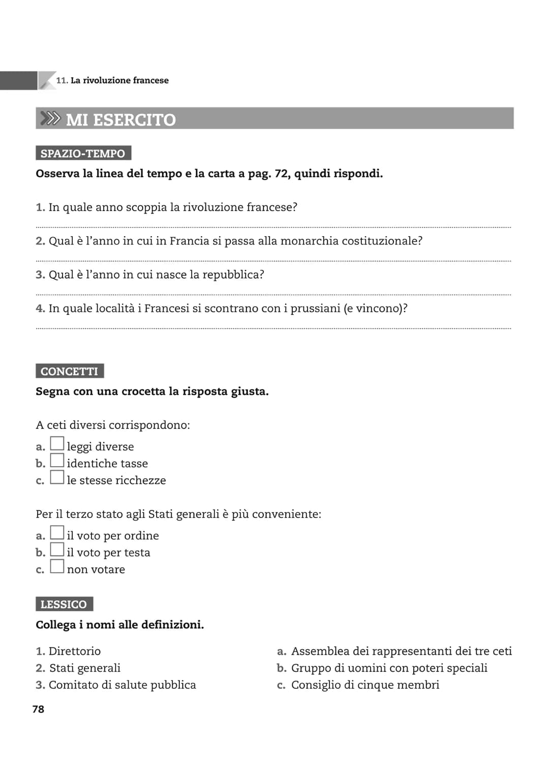72
CAPITOLO
OCEANO
ATLANTICO
11 La rivoluzione
francese
Confini francesi nel 1789
Offensive
delle coalizioni
antifrancesi
Vittorie francesi
