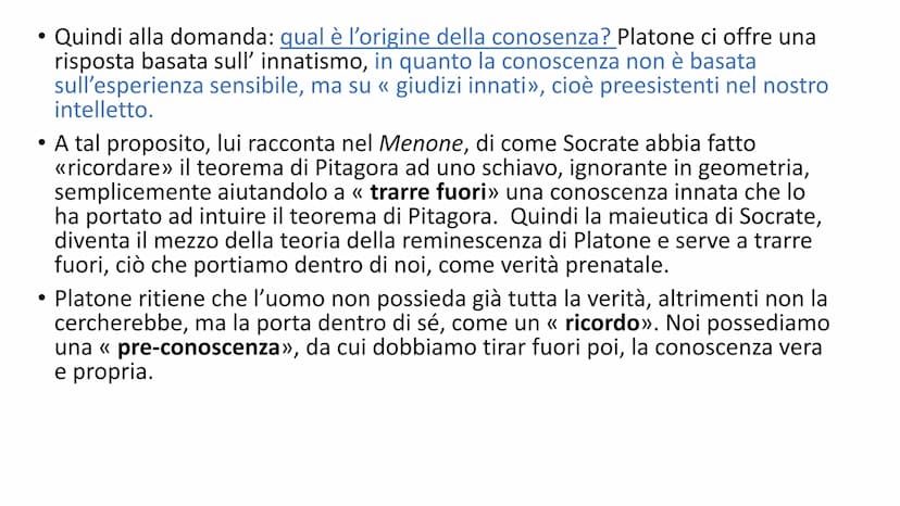 PLATONE • Per comprendere il pensiero di Platone, bisogna soffermarsi sulla decadenza dell'età dell'oro di Atene
tra il V e il IV sec. A.C.
