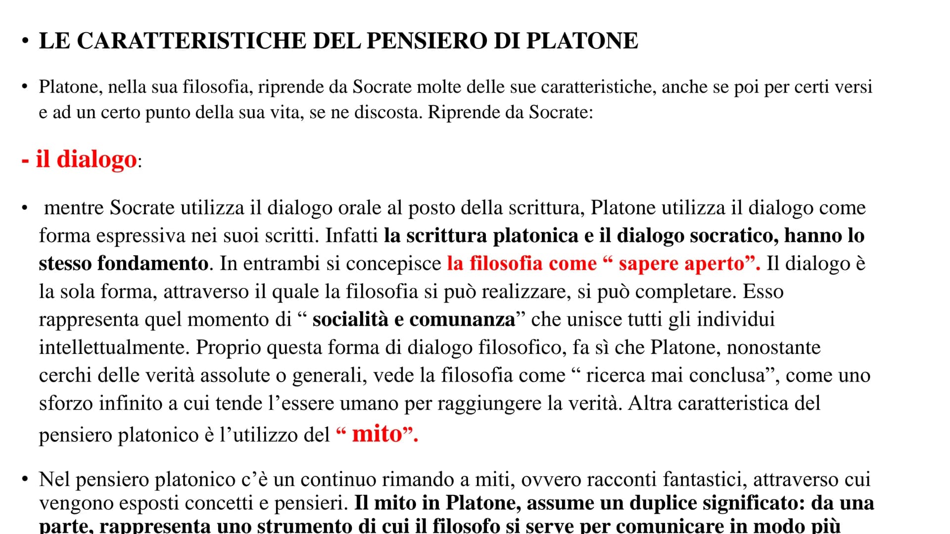 PLATONE • Per comprendere il pensiero di Platone, bisogna soffermarsi sulla decadenza dell'età dell'oro di Atene
tra il V e il IV sec. A.C.
