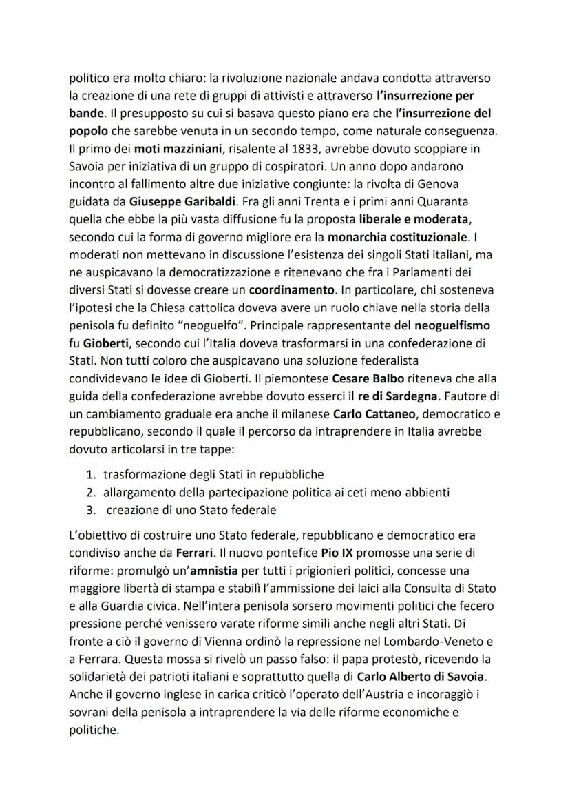 IL RISORGIMENTO ITALIANO
L'Italia fra il 1831 e il 1848
Con il termine storiografico "Risorgimento" si definisce il lungo processo di
rinnov