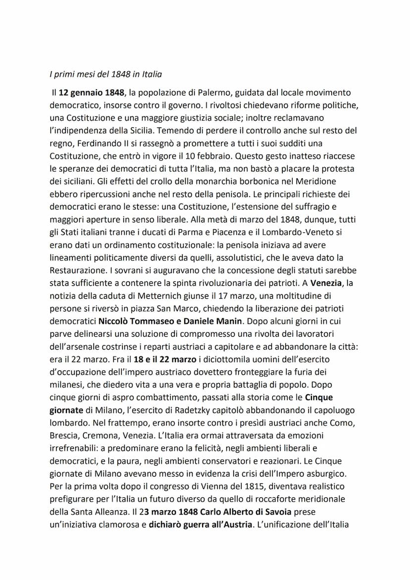 IL RISORGIMENTO ITALIANO
L'Italia fra il 1831 e il 1848
Con il termine storiografico "Risorgimento" si definisce il lungo processo di
rinnov