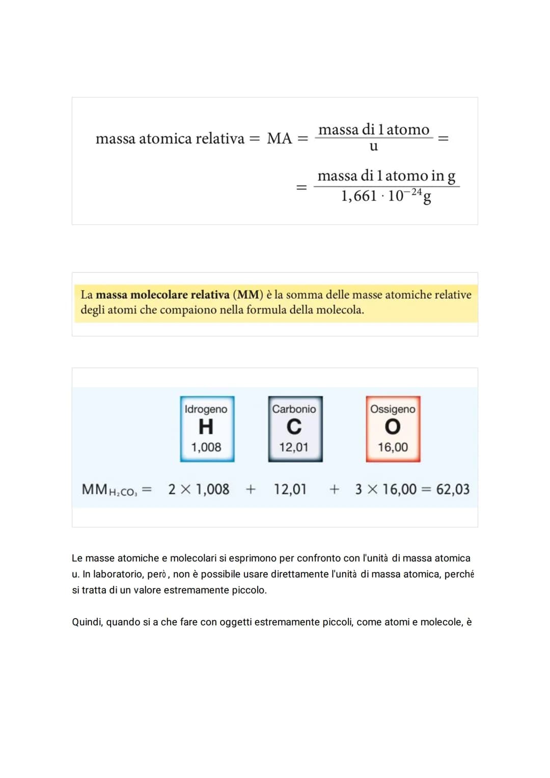 Una volta era impossibile determinare la massa di un atomo direttamente, quindi per
ricavare la massa atomica ricorriamo alla misura relativ