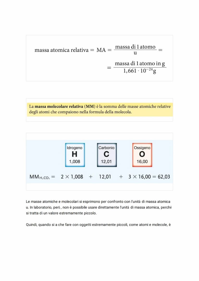 Una volta era impossibile determinare la massa di un atomo direttamente, quindi per
ricavare la massa atomica ricorriamo alla misura relativ