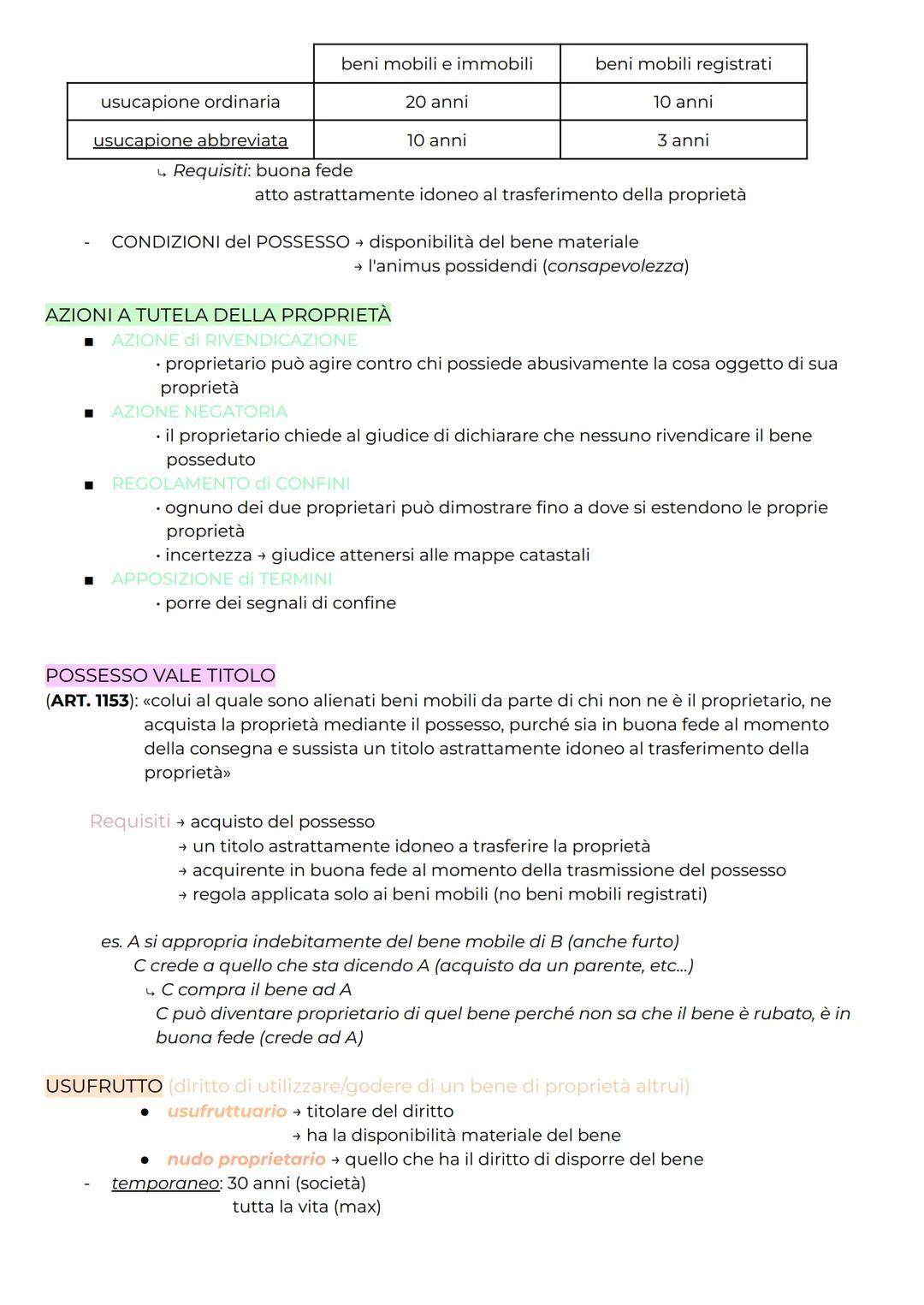PROPRIETÀ
DIRITTI REALI: diritti che hanno per oggetto una cosa
DIRITTI REALI MINORI: diritti reali diversi dalla proprietà (su cosa altrui)