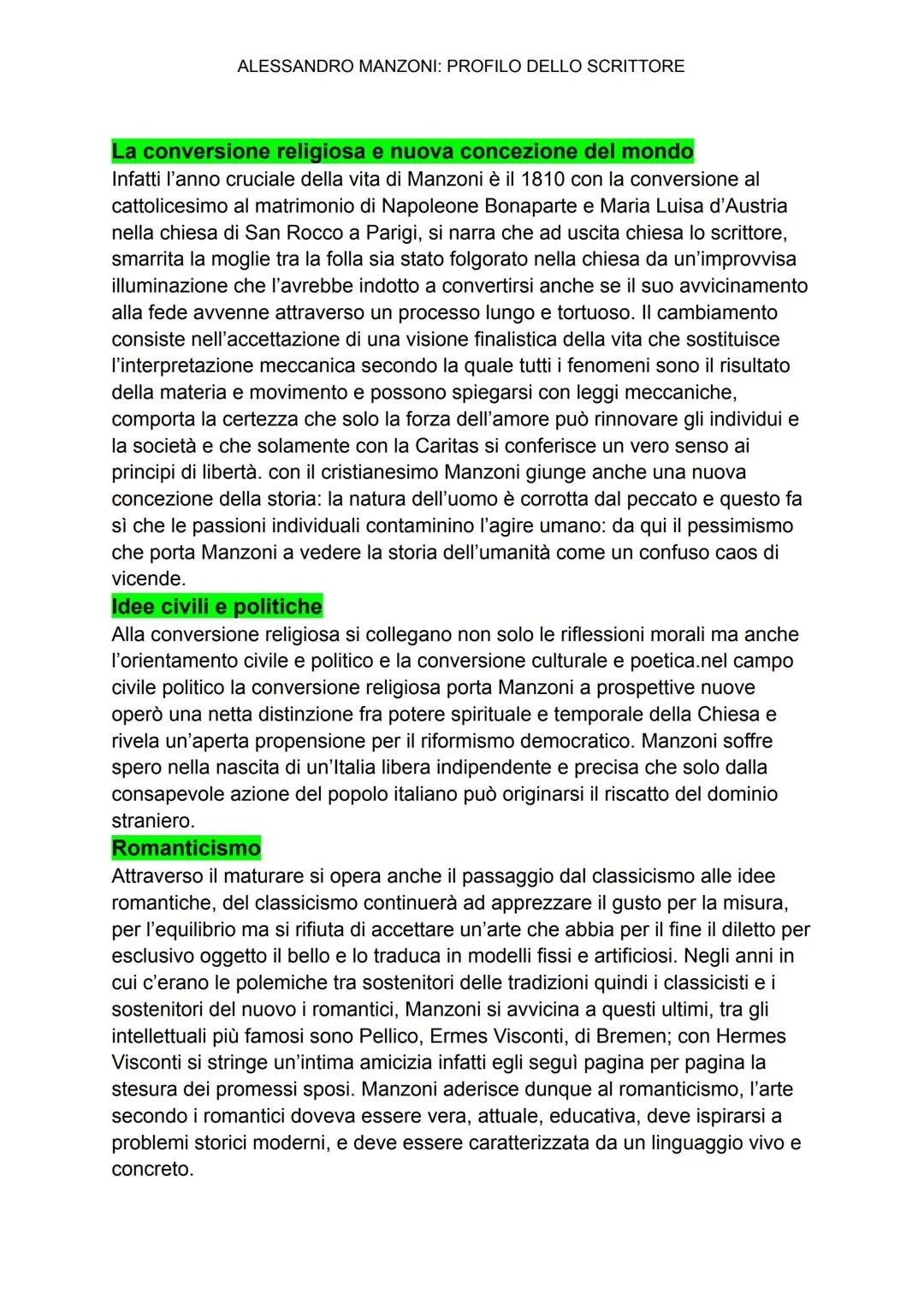 # ALESSANDRO MANZONI: PROFILO DELLO SCRITTORE

## Uno scrittore problematico
Alessandro Manzoni nacque nel 1785 a Milano da Giulia Beccaria,
