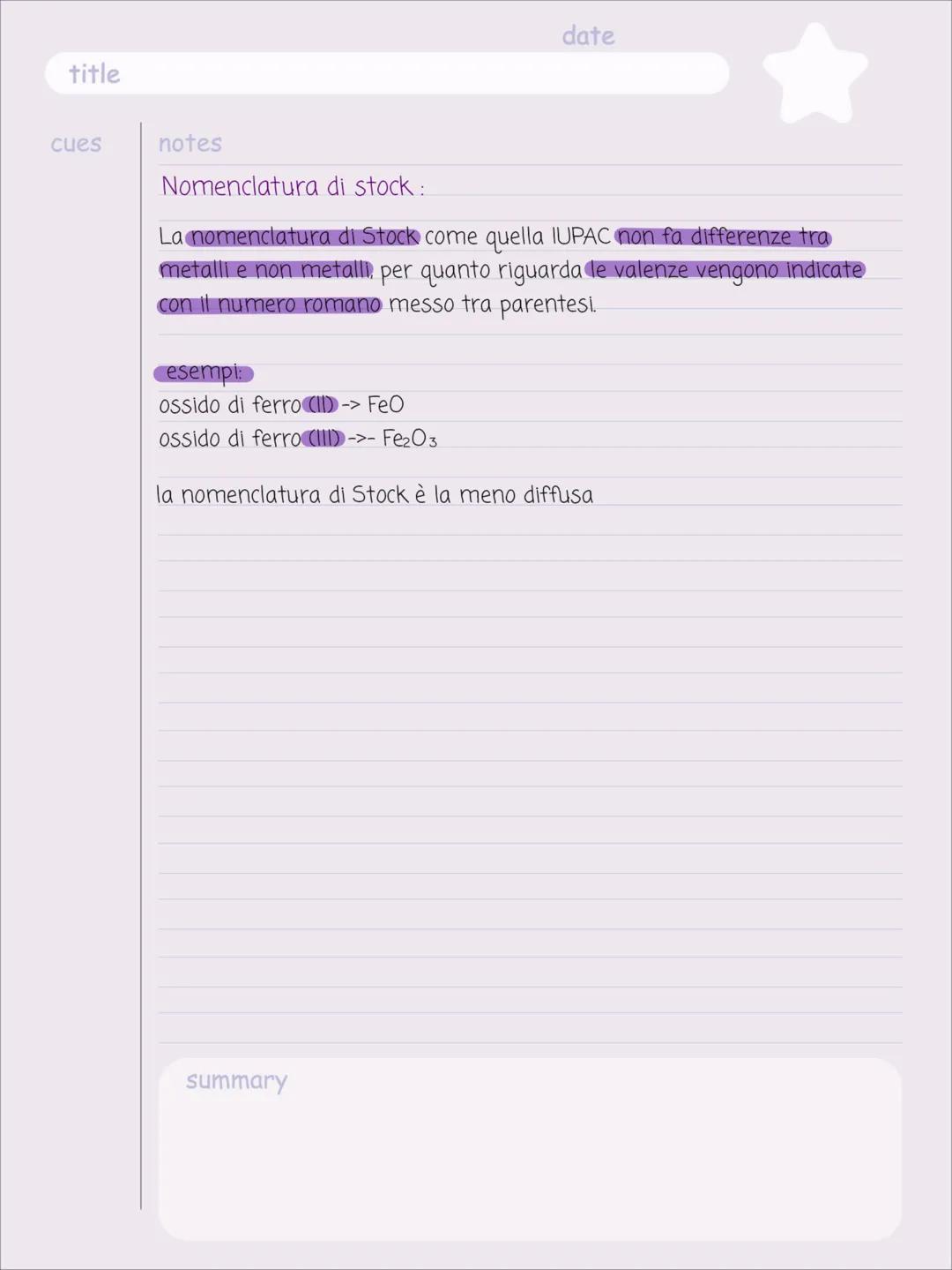 date
# NOMENCLATURA DEGLI OSSIDI

cues
notes Ci sono tre tipi di nomenclatura:
- Nomenclatura tradizionale
- Nomenclatura IUPAC
-Nomenclatur