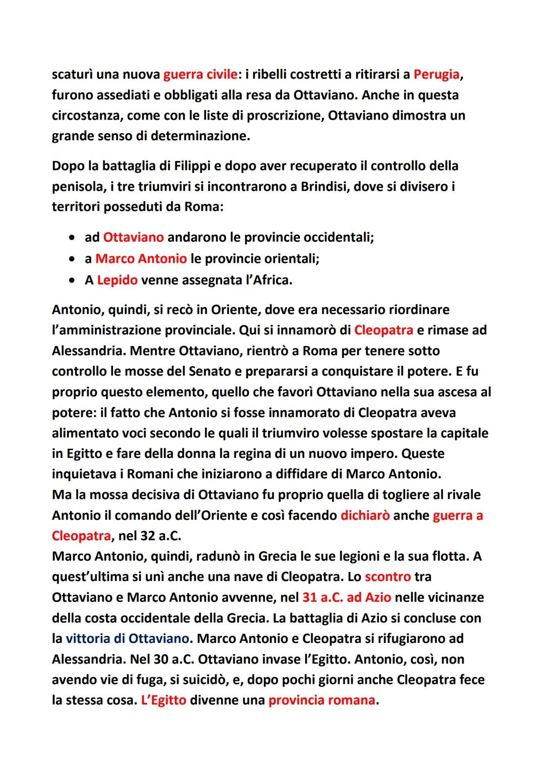 L'età di Augusto
E' detta "età augustea" il periodo successiva alla battaglia di Azio, che
vide scontrarsi Ottaviano e Marco Antonio.
Morto 