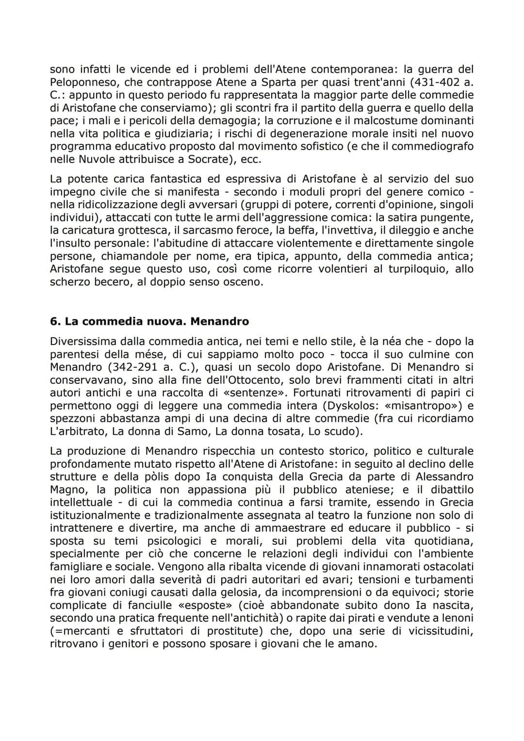 La commedia greca
1. Differenze tre tragedia e commedia
La parola «comico» ha in italiano due significati: «proprio della commedia» e
«che f