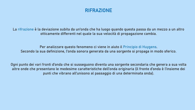 LE ONDE
Un' onda è una perturbazione che si propaga trasportando energia e quantità di moto, ma non materia.
Quando un'onda si propaga in un