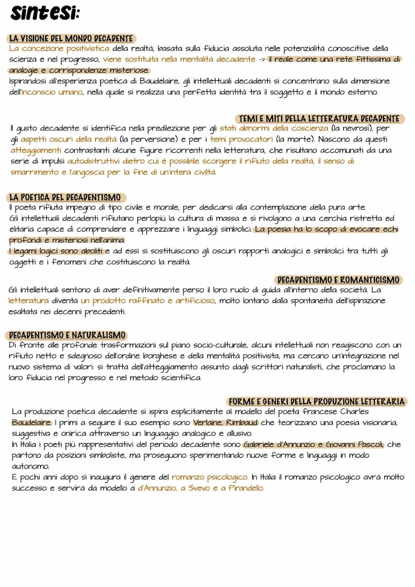 DECADENTISMO
NES. RUCKER
NTWERPLAY Sintesi:
LA VISIONE DEL MONDO DECADENTE
La concezione positivistica della realtà, basata sulla fiducia as