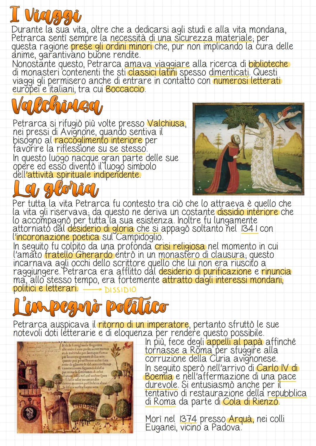 Petrarca
Apparteneva ad una famiglia borghese,
suo padre era un notaio e garantì al figlio una
buona istruzione.
Francesco Petrarca naque ne