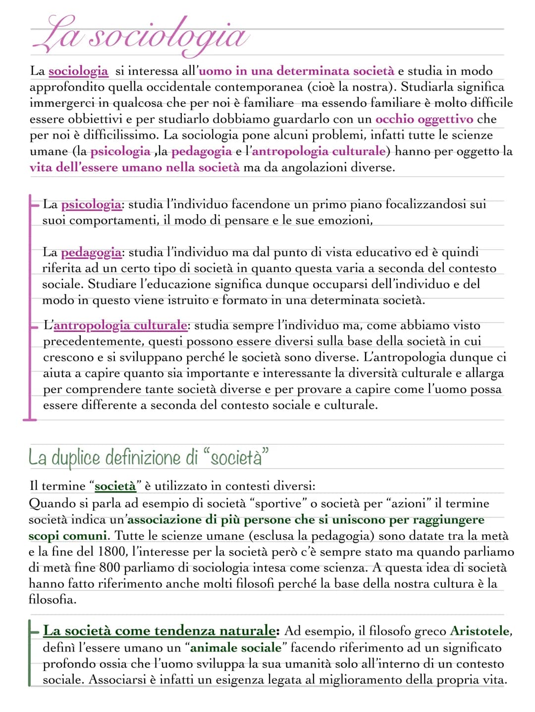 La sociologia
La sociologia si interessa all'uomo in una determinata società e studia in modo
approfondito quella occidentale contemporanea 