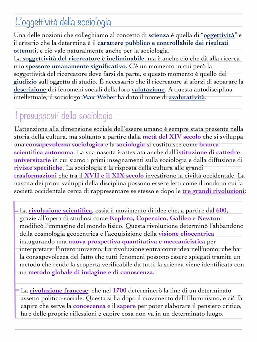 La sociologia
La sociologia si interessa all'uomo in una determinata società e studia in modo
approfondito quella occidentale contemporanea 
