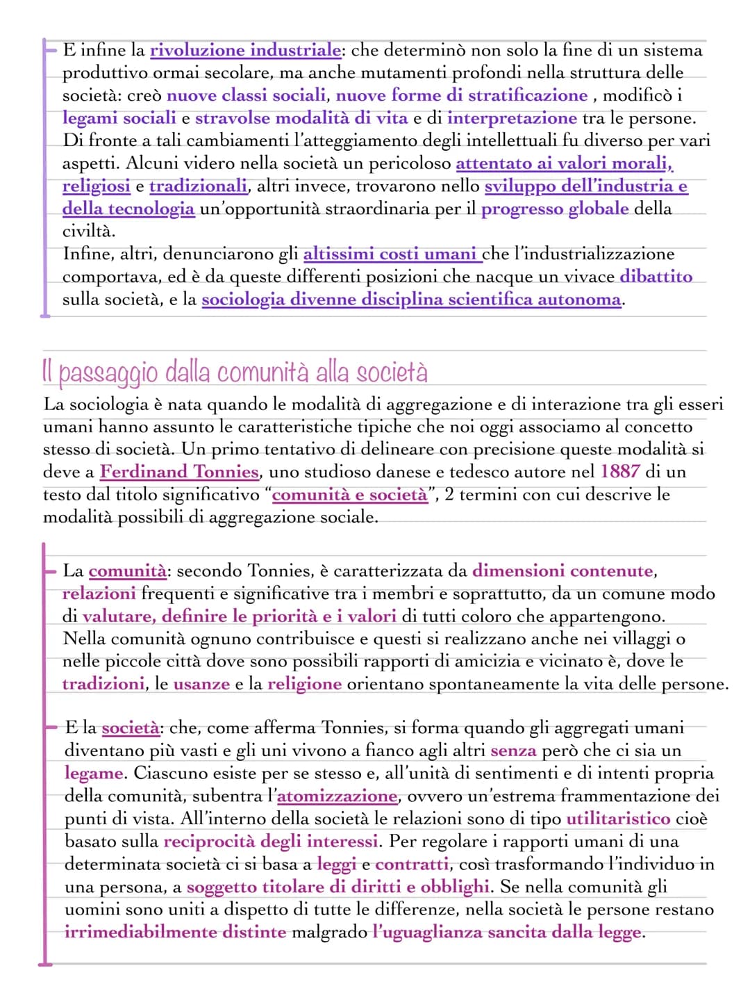 La sociologia
La sociologia si interessa all'uomo in una determinata società e studia in modo
approfondito quella occidentale contemporanea 