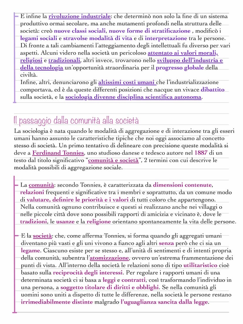 La sociologia
La sociologia si interessa all'uomo in una determinata società e studia in modo
approfondito quella occidentale contemporanea 