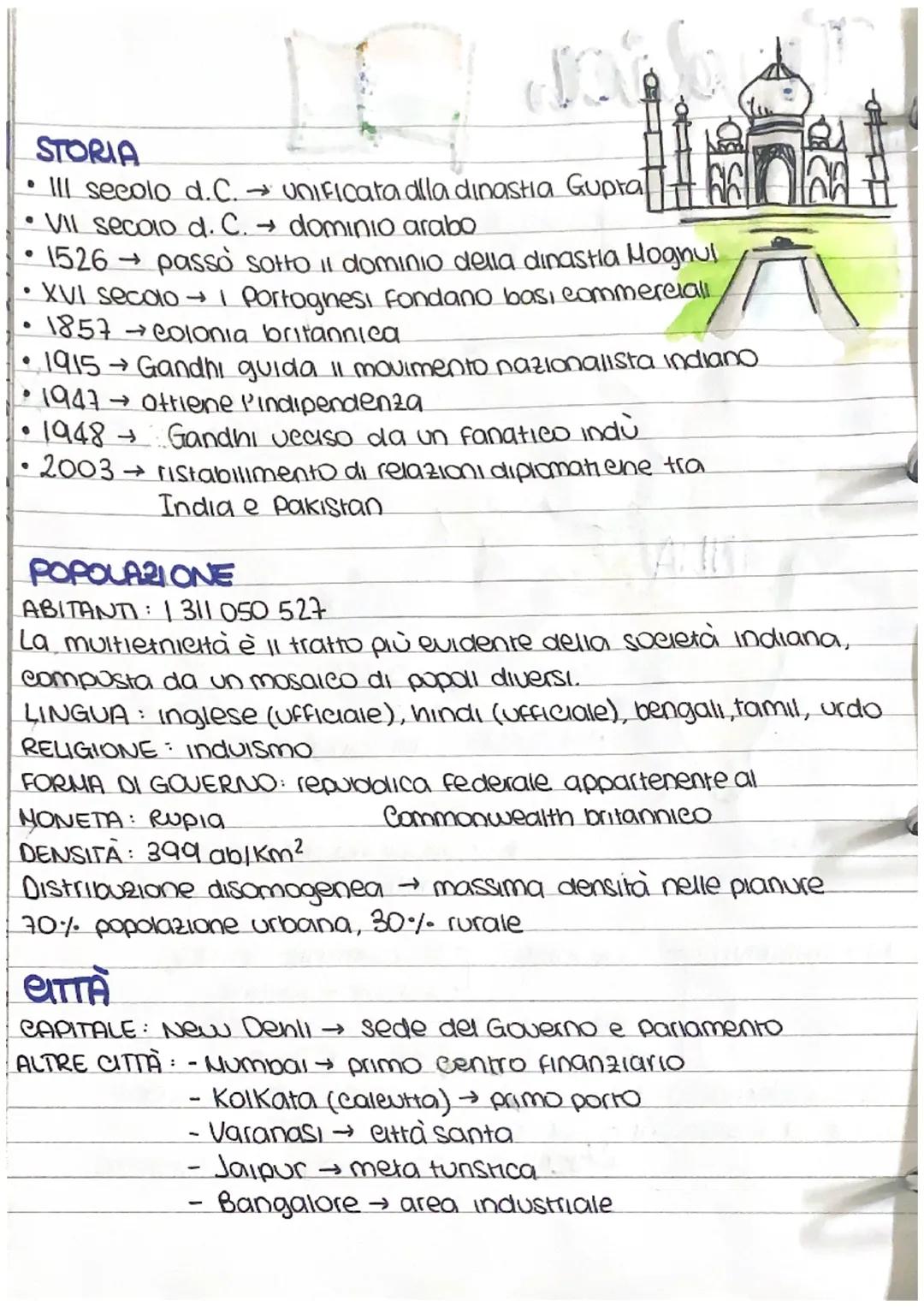 # India

TERRITORIO
L'India è una grande penisola di forma triangolare che si estende
nell'Oceano Indiano, dividendolo in Mare Arabico a ove