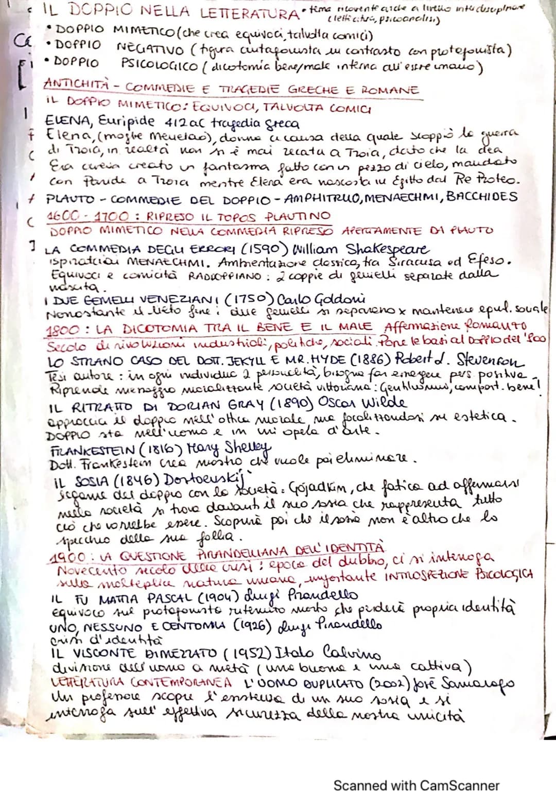 • IL DOPPIO NELLA LETTERATURA • tima ricovente anche a livello interdisciplinare
cletticitra,
Ca
1
•DOPPIO MIMETICO (che crea equivoci, talv